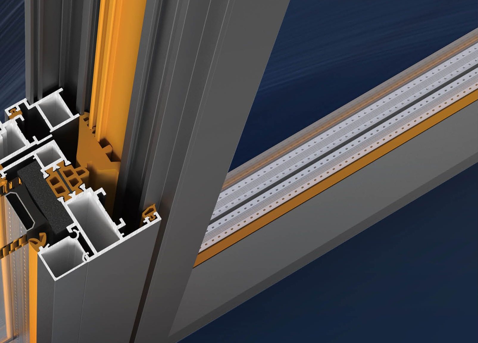 Corner cutaway: polyamide thermal break